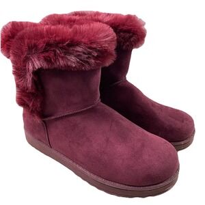 SO Paulina Women's Size 9M Faux Fur Winter Boots - Burgundy Wine NWOB